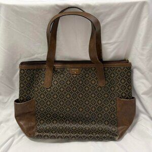 vintage brown Fossil Mimi shopper tote bag